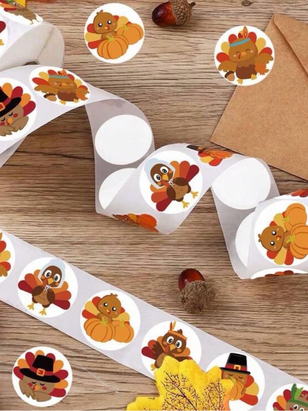 500 Thanksgiving Turkey and Pumpkin Stickers
